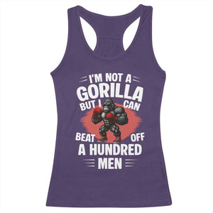 Funny Boxing Racerback Tank Top Not A Gorilla But I Can Beat Off A Hundred Men TS12 Purple Print Your Wear