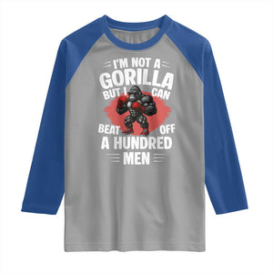 Funny Boxing Raglan Shirt Not A Gorilla But I Can Beat Off A Hundred Men TS12 Sport Gray Royal Print Your Wear