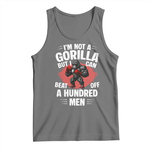 Funny Boxing Tank Top Not A Gorilla But I Can Beat Off A Hundred Men TS12 Black Heather Print Your Wear