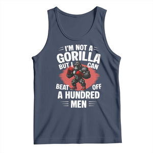 Funny Boxing Tank Top Not A Gorilla But I Can Beat Off A Hundred Men TS12 Navy Print Your Wear