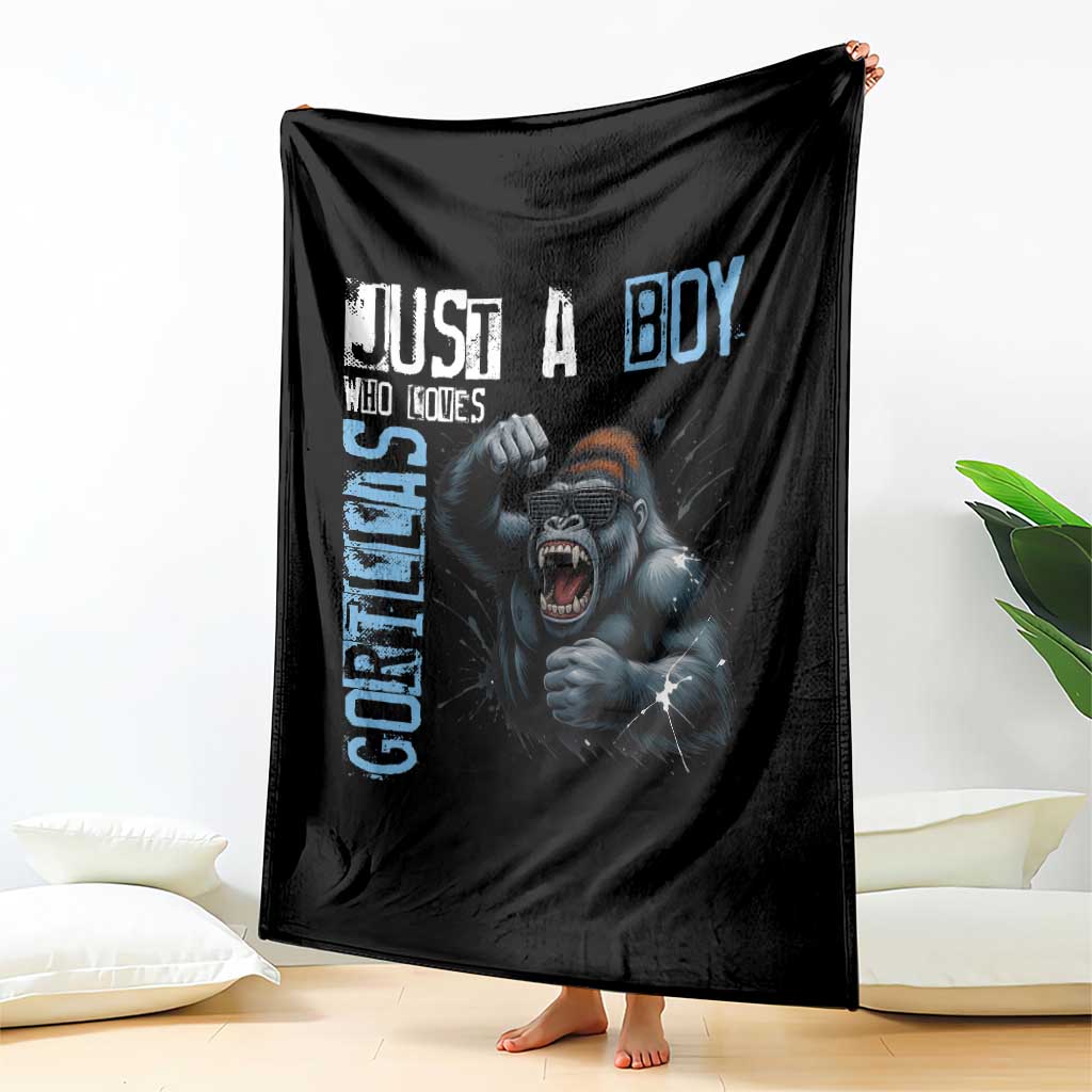 Just A Boy Who Loves Gorillas Throw Blanket Gorilla Lover Gift TS12 Print Your Wear