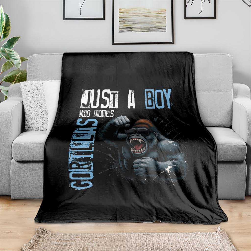 Just A Boy Who Loves Gorillas Throw Blanket Gorilla Lover Gift TS12 Print Your Wear