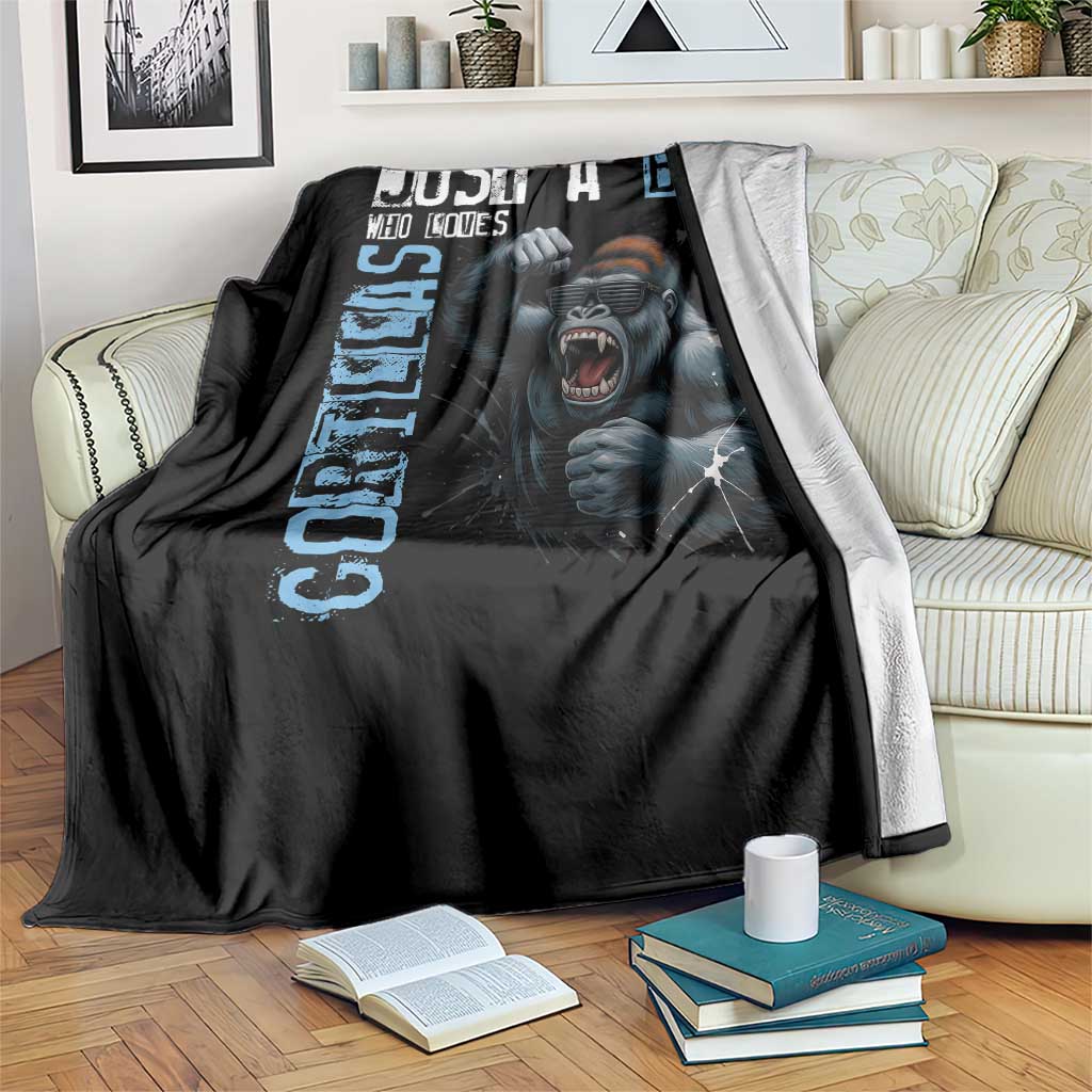 Just A Boy Who Loves Gorillas Throw Blanket Gorilla Lover Gift TS12 Print Your Wear