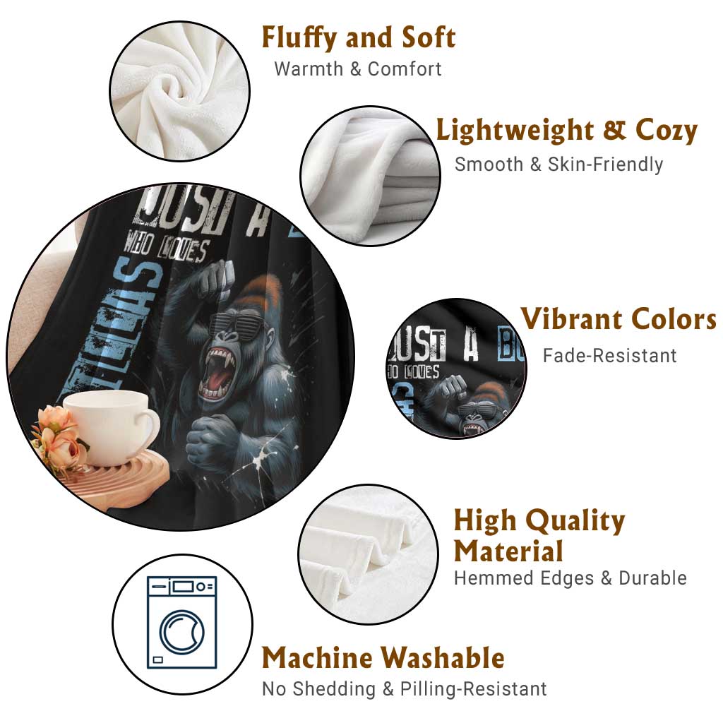 Just A Boy Who Loves Gorillas Throw Blanket Gorilla Lover Gift TS12 Print Your Wear