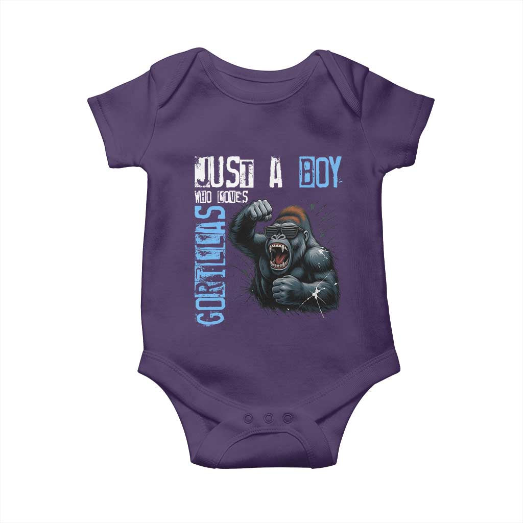 Just A Boy Who Loves Gorillas Baby Onesie Gorilla Lover Gift TS12 Purple Print Your Wear