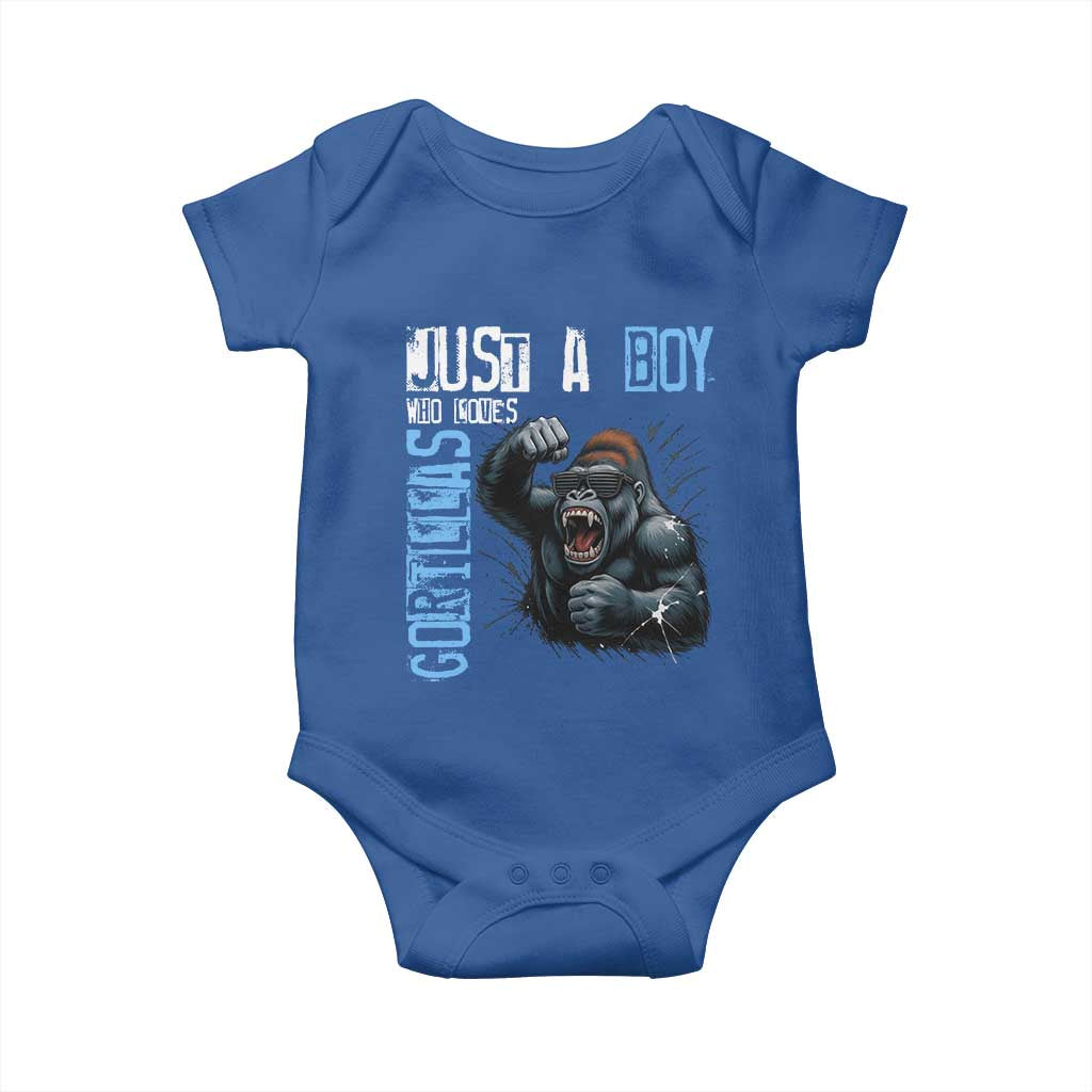 Just A Boy Who Loves Gorillas Baby Onesie Gorilla Lover Gift TS12 Royal Blue Print Your Wear