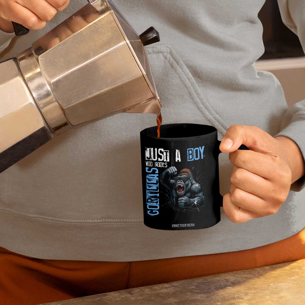 Just A Boy Who Loves Gorillas Coffee Mug Gorilla Lover Gift TS12 Print Your Wear