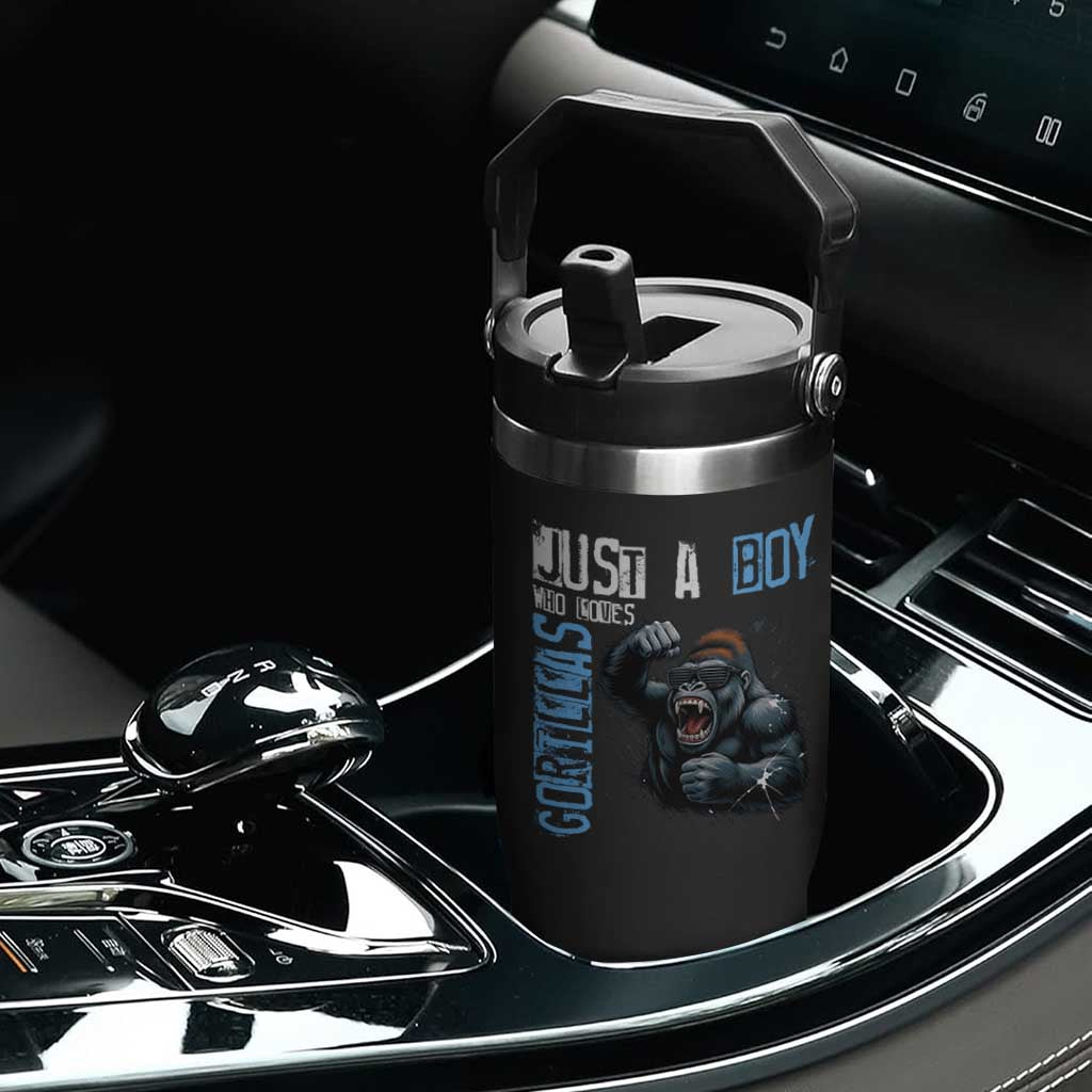 Just A Boy Who Loves Gorillas Flip Straw Tumbler Gorilla Lover Gift TS12 Print Your Wear