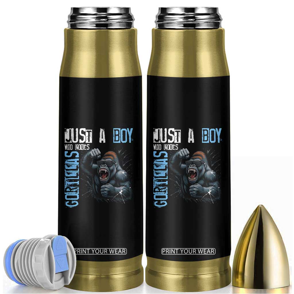 Just A Boy Who Loves Gorillas Bullet Tumbler Gorilla Lover Gift TS12 Black Print Your Wear