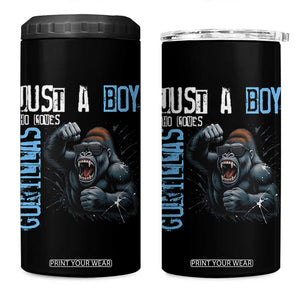 Just A Boy Who Loves Gorillas 4 in 1 Can Cooler Tumbler Gorilla Lover Gift TS12 One Size: 16 oz Black Print Your Wear