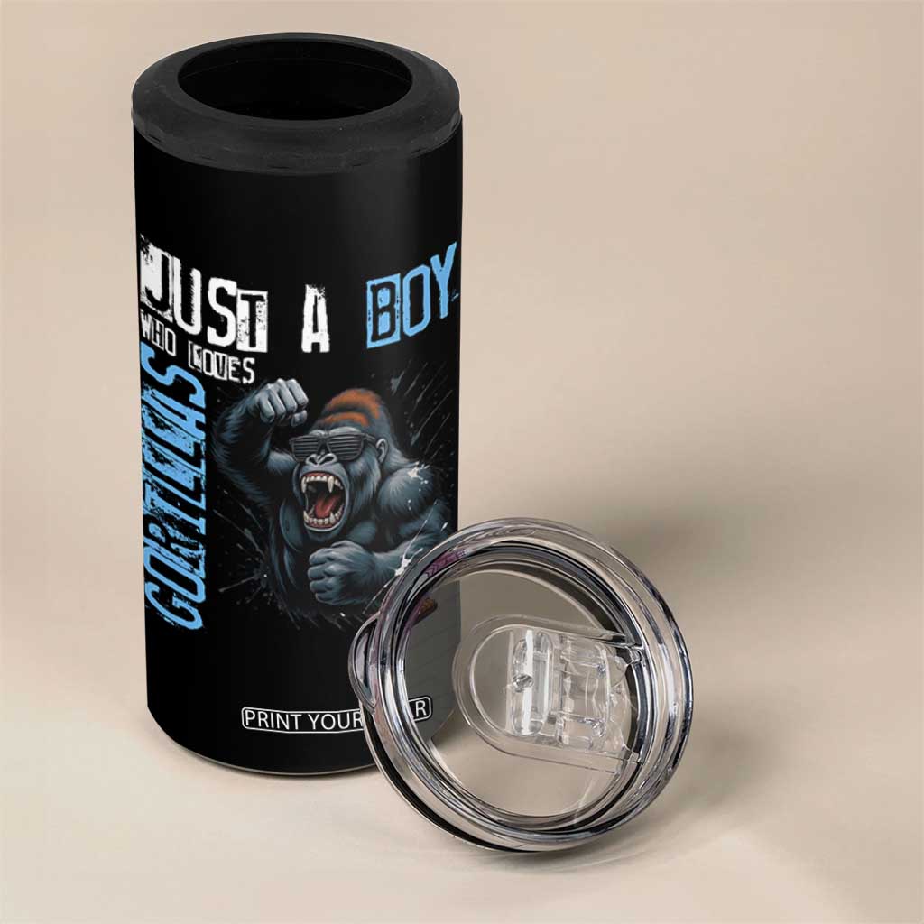 Just A Boy Who Loves Gorillas 4 in 1 Can Cooler Tumbler Gorilla Lover Gift TS12 Print Your Wear