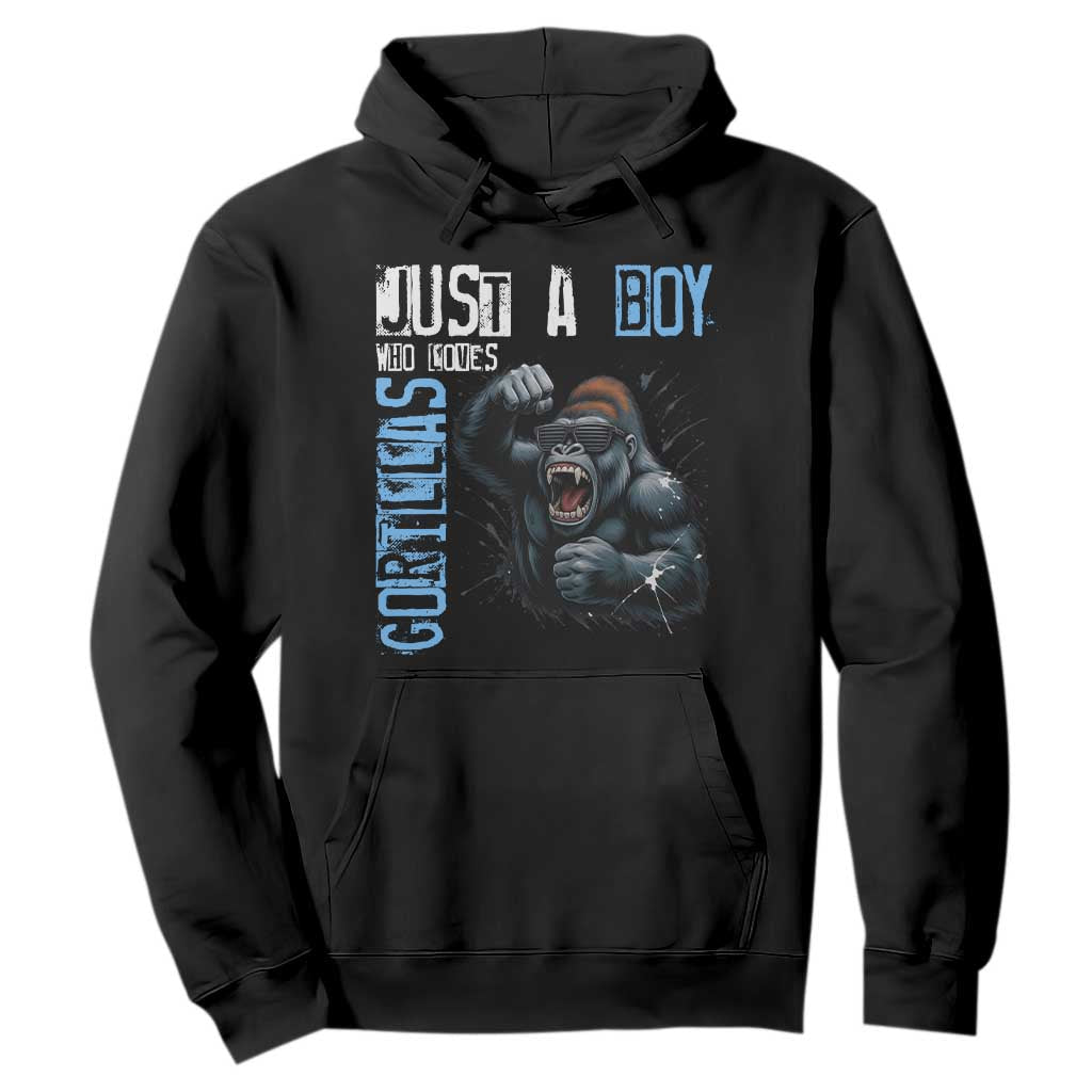 Just A Boy Who Loves Gorillas Hoodie Gorilla Lover Gift TS12 Black Print Your Wear
