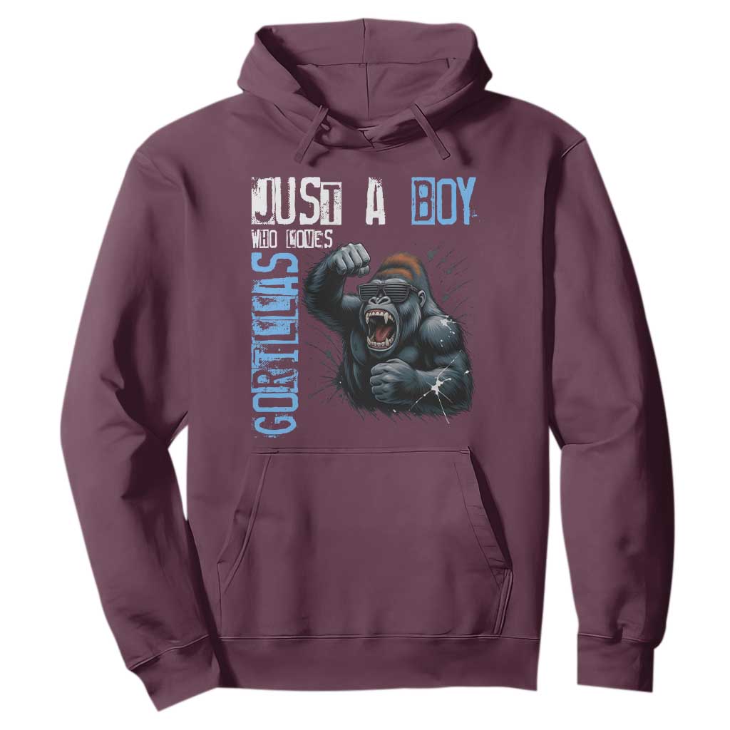 Just A Boy Who Loves Gorillas Hoodie Gorilla Lover Gift TS12 Maroon Print Your Wear