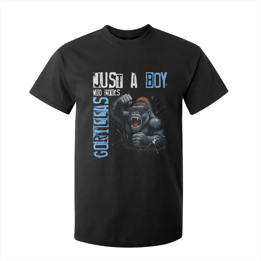 Just A Boy Who Loves Gorillas T Shirt For Kid Gorilla Lover Gift TS12 Black Print Your Wear