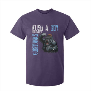 Just A Boy Who Loves Gorillas T Shirt For Kid Gorilla Lover Gift TS12 Purple Print Your Wear