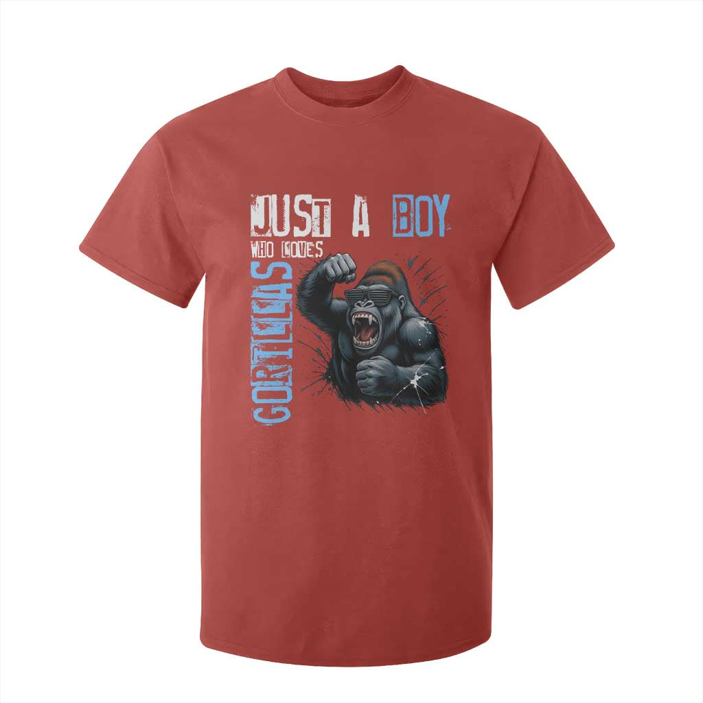 Just A Boy Who Loves Gorillas T Shirt For Kid Gorilla Lover Gift TS12 Red Print Your Wear