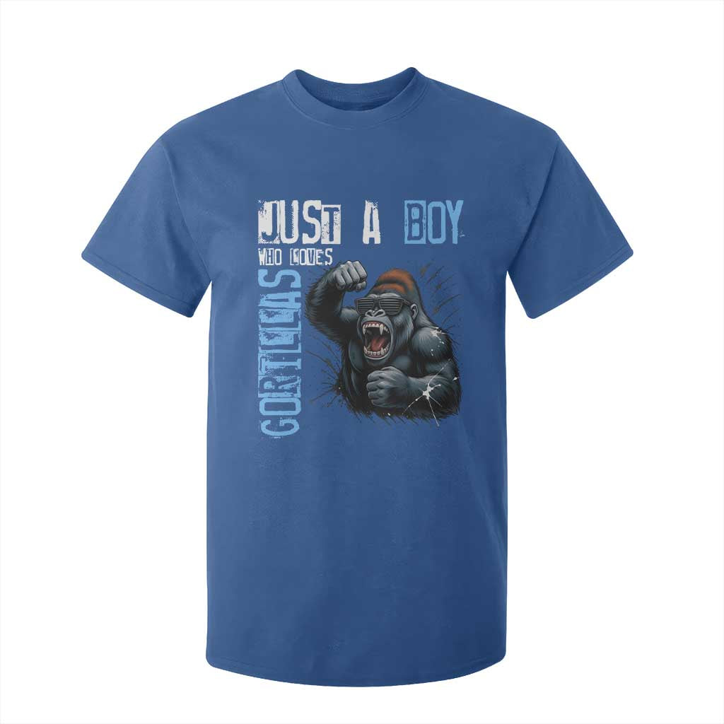 Just A Boy Who Loves Gorillas T Shirt For Kid Gorilla Lover Gift TS12 Royal Blue Print Your Wear