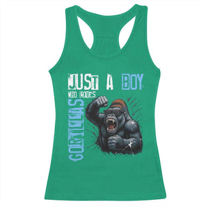 Just A Boy Who Loves Gorillas Racerback Tank Top Gorilla Lover Gift TS12 Irish Green Print Your Wear