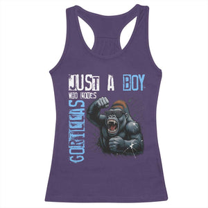 Just A Boy Who Loves Gorillas Racerback Tank Top Gorilla Lover Gift TS12 Purple Print Your Wear