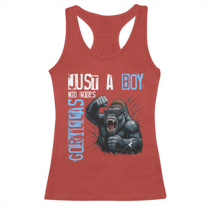 Just A Boy Who Loves Gorillas Racerback Tank Top Gorilla Lover Gift TS12 Red Print Your Wear