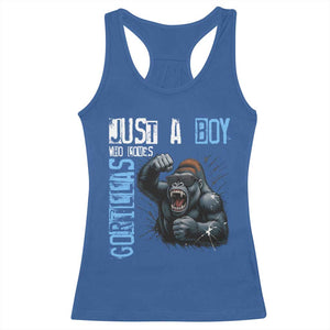 Just A Boy Who Loves Gorillas Racerback Tank Top Gorilla Lover Gift TS12 Royal Blue Print Your Wear