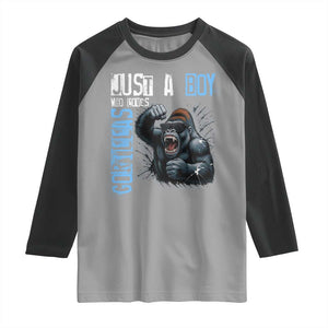 Just A Boy Who Loves Gorillas Raglan Shirt Gorilla Lover Gift TS12 Sport Gray Black Print Your Wear