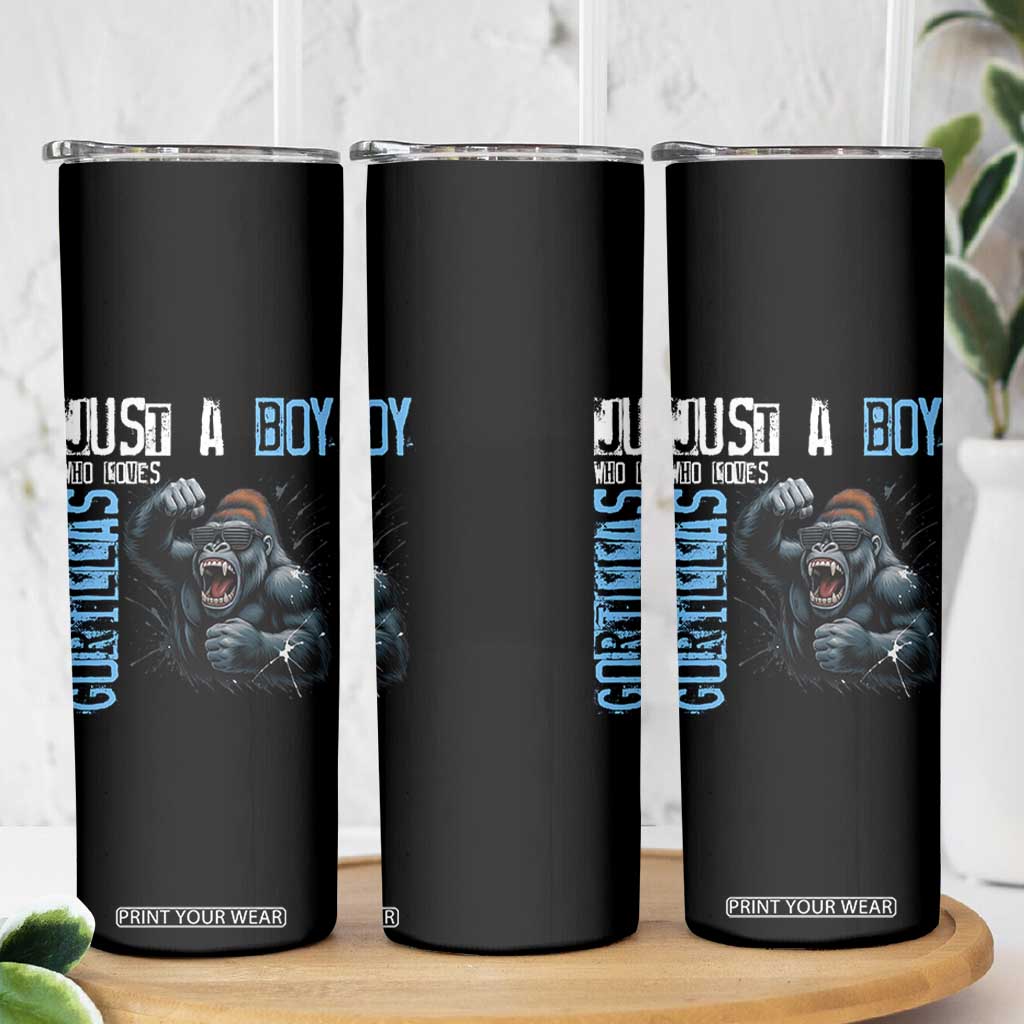 Just A Boy Who Loves Gorillas Skinny Tumbler Gorilla Lover Gift TS12 Print Your Wear