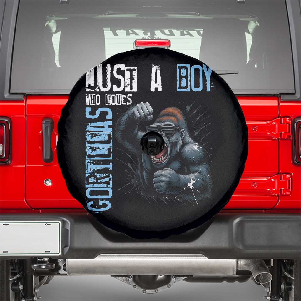 Just A Boy Who Loves Gorillas Spare Tire Cover Gorilla Lover Gift TS12 Black Print Your Wear