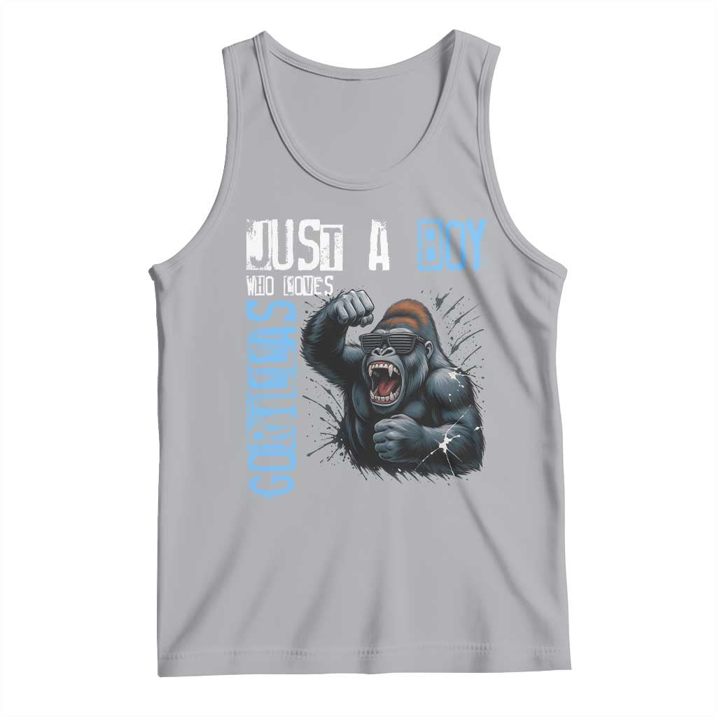 Just A Boy Who Loves Gorillas Tank Top Gorilla Lover Gift TS12 Athletic Heather Print Your Wear