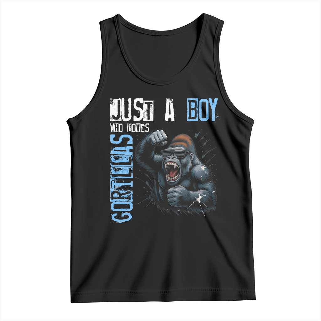 Just A Boy Who Loves Gorillas Tank Top Gorilla Lover Gift TS12 Black Print Your Wear