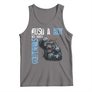 Just A Boy Who Loves Gorillas Tank Top Gorilla Lover Gift TS12 Deep Heather Print Your Wear