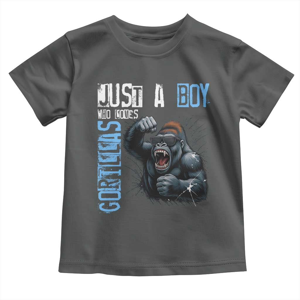 Just A Boy Who Loves Gorillas Toddler T Shirt Gorilla Lover Gift TS12 Dark Heather Print Your Wear