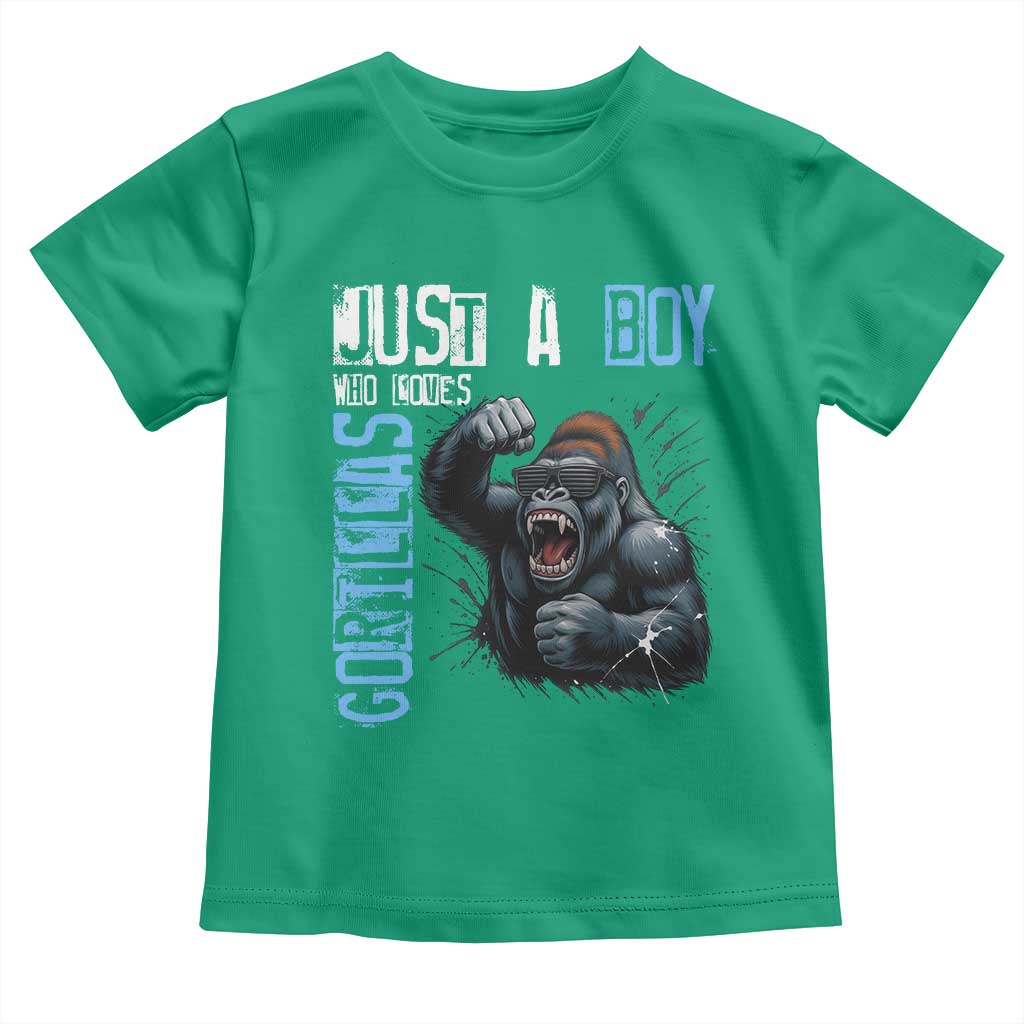 Just A Boy Who Loves Gorillas Toddler T Shirt Gorilla Lover Gift TS12 Irish Green Print Your Wear