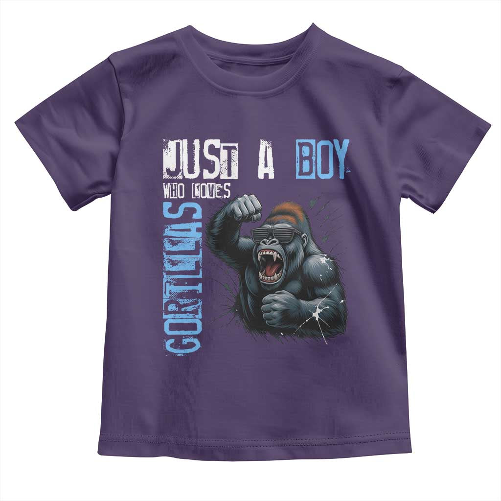 Just A Boy Who Loves Gorillas Toddler T Shirt Gorilla Lover Gift TS12 Purple Print Your Wear