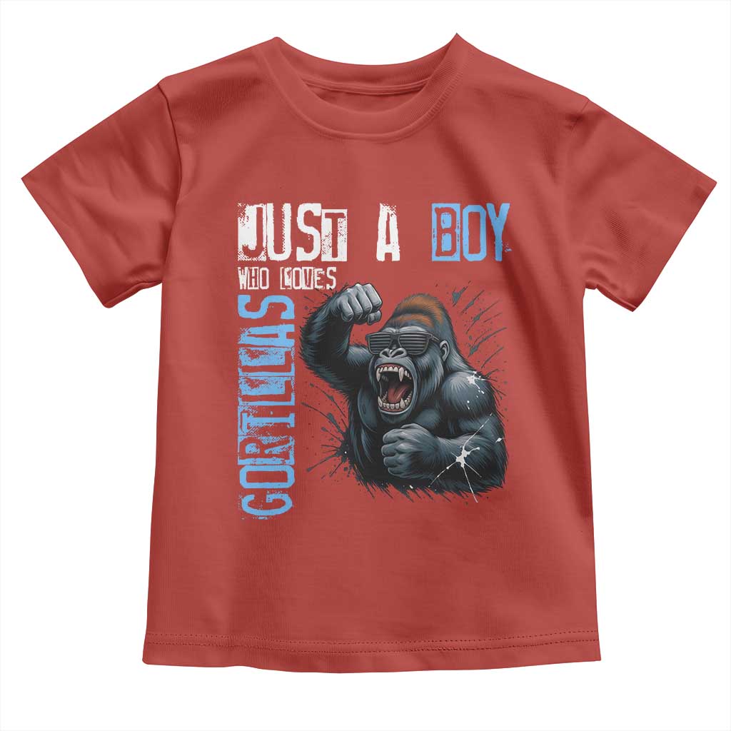 Just A Boy Who Loves Gorillas Toddler T Shirt Gorilla Lover Gift TS12 Red Print Your Wear