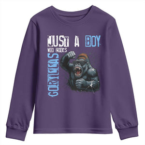 Just A Boy Who Loves Gorillas Youth Sweatshirt Gorilla Lover Gift TS12 Purple Print Your Wear