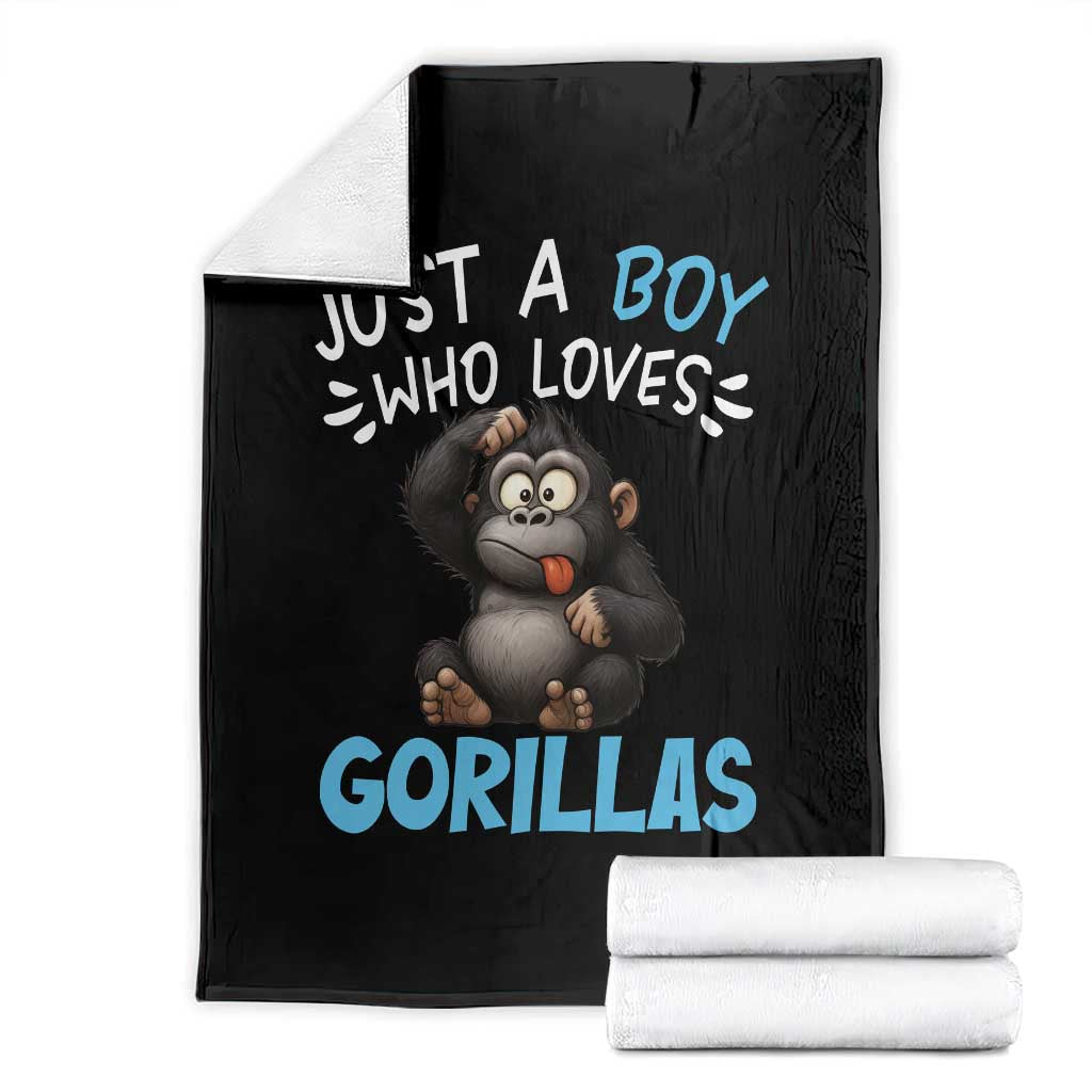 Funny Gorilla Lover Gift Throw Blanket Just A Boy Who Loves Gorillas TS12 Black Print Your Wear