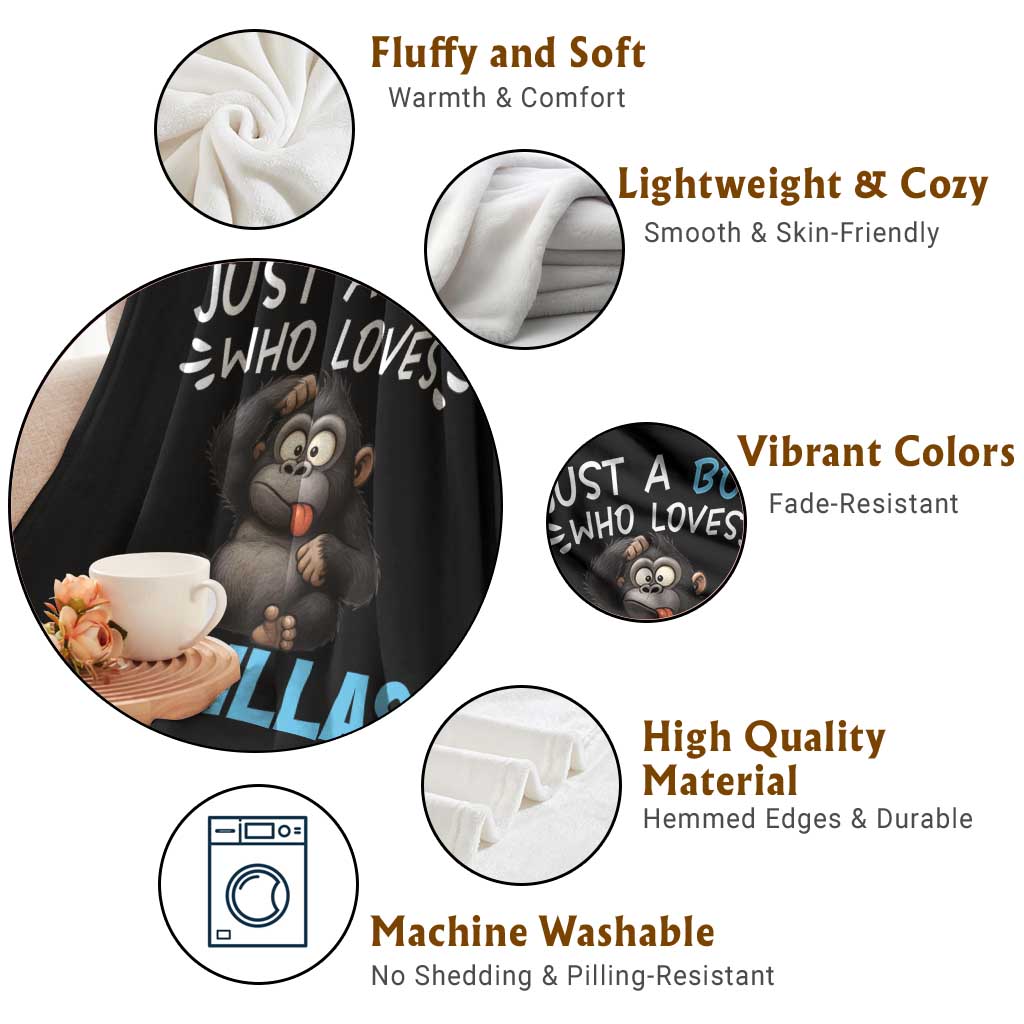 Funny Gorilla Lover Gift Throw Blanket Just A Boy Who Loves Gorillas TS12 Print Your Wear