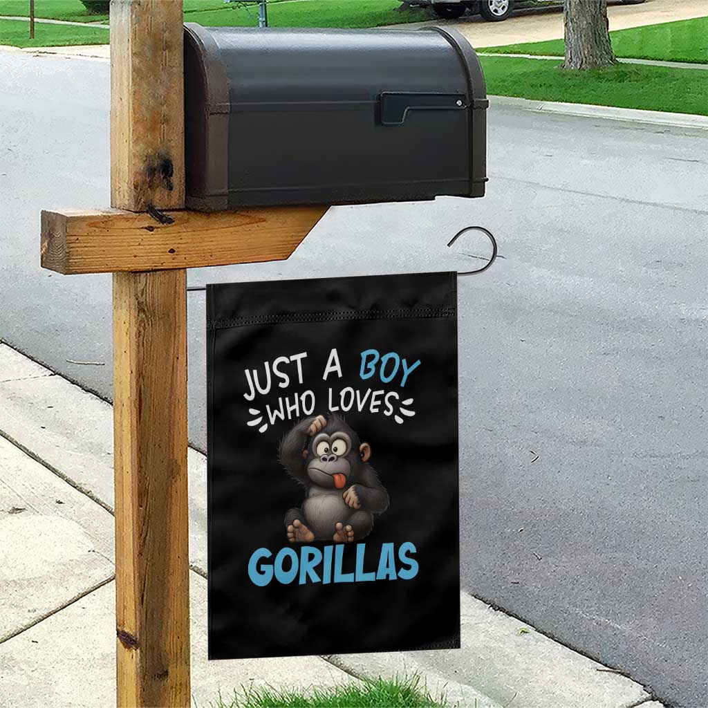 Funny Gorilla Lover Gift Garden Flag Just A Boy Who Loves Gorillas TS12 Print Your Wear