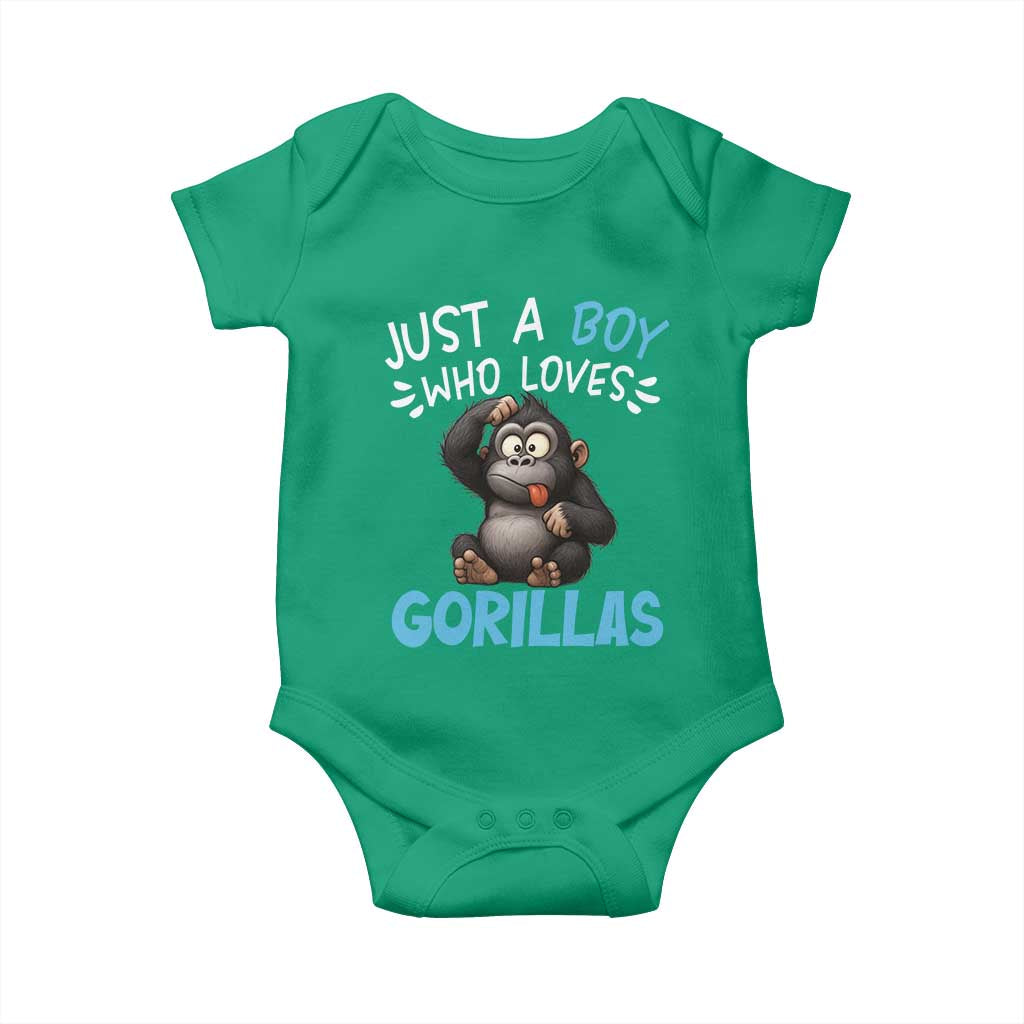 Funny Gorilla Lover Gift Baby Onesie Just A Boy Who Loves Gorillas TS12 Irish Green Print Your Wear
