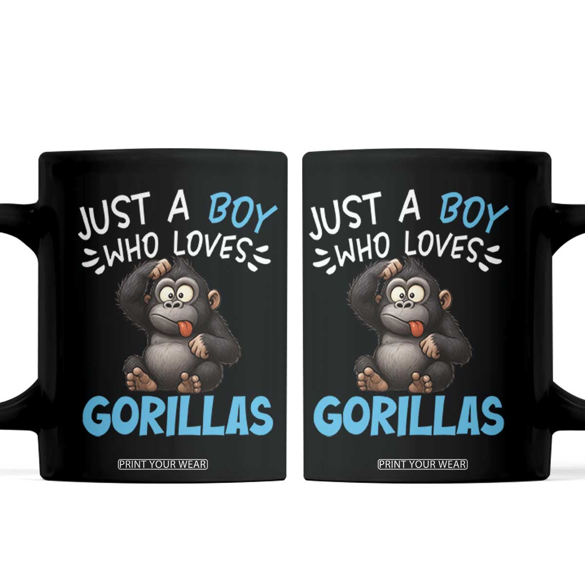 Funny Gorilla Lover Gift Coffee Mug Just A Boy Who Loves Gorillas TS12 Black Print Your Wear