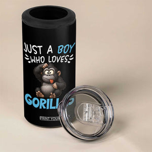 Funny Gorilla Lover Gift 4 in 1 Can Cooler Tumbler Just A Boy Who Loves Gorillas TS12 Print Your Wear