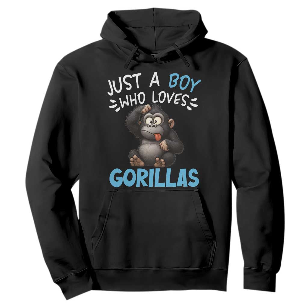 Funny Gorilla Lover Gift Hoodie Just A Boy Who Loves Gorillas TS12 Black Print Your Wear