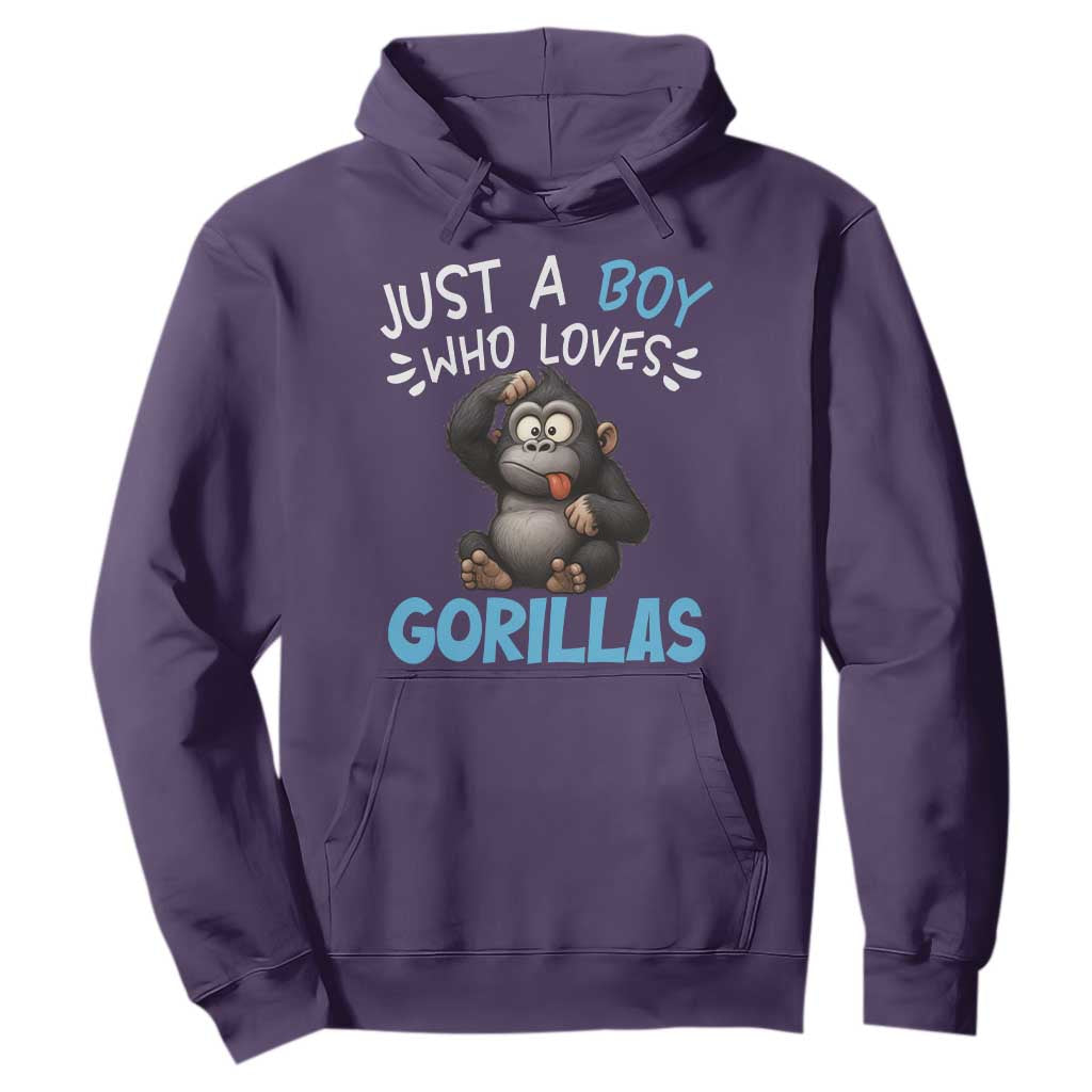 Funny Gorilla Lover Gift Hoodie Just A Boy Who Loves Gorillas TS12 Purple Print Your Wear