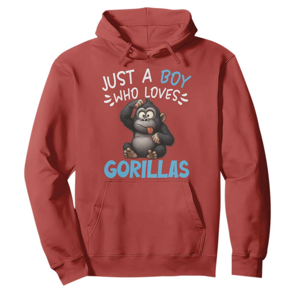 Funny Gorilla Lover Gift Hoodie Just A Boy Who Loves Gorillas TS12 Red Print Your Wear