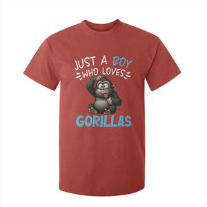 Funny Gorilla Lover Gift T Shirt For Kid Just A Boy Who Loves Gorillas TS12 Red Print Your Wear