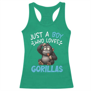 Funny Gorilla Lover Gift Racerback Tank Top Just A Boy Who Loves Gorillas TS12 Irish Green Print Your Wear
