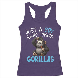 Funny Gorilla Lover Gift Racerback Tank Top Just A Boy Who Loves Gorillas TS12 Purple Print Your Wear