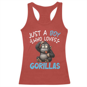 Funny Gorilla Lover Gift Racerback Tank Top Just A Boy Who Loves Gorillas TS12 Red Print Your Wear