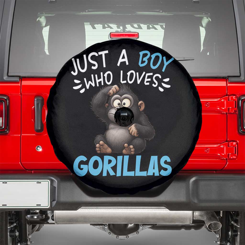 Funny Gorilla Lover Gift Spare Tire Cover Just A Boy Who Loves Gorillas TS12 Black Print Your Wear